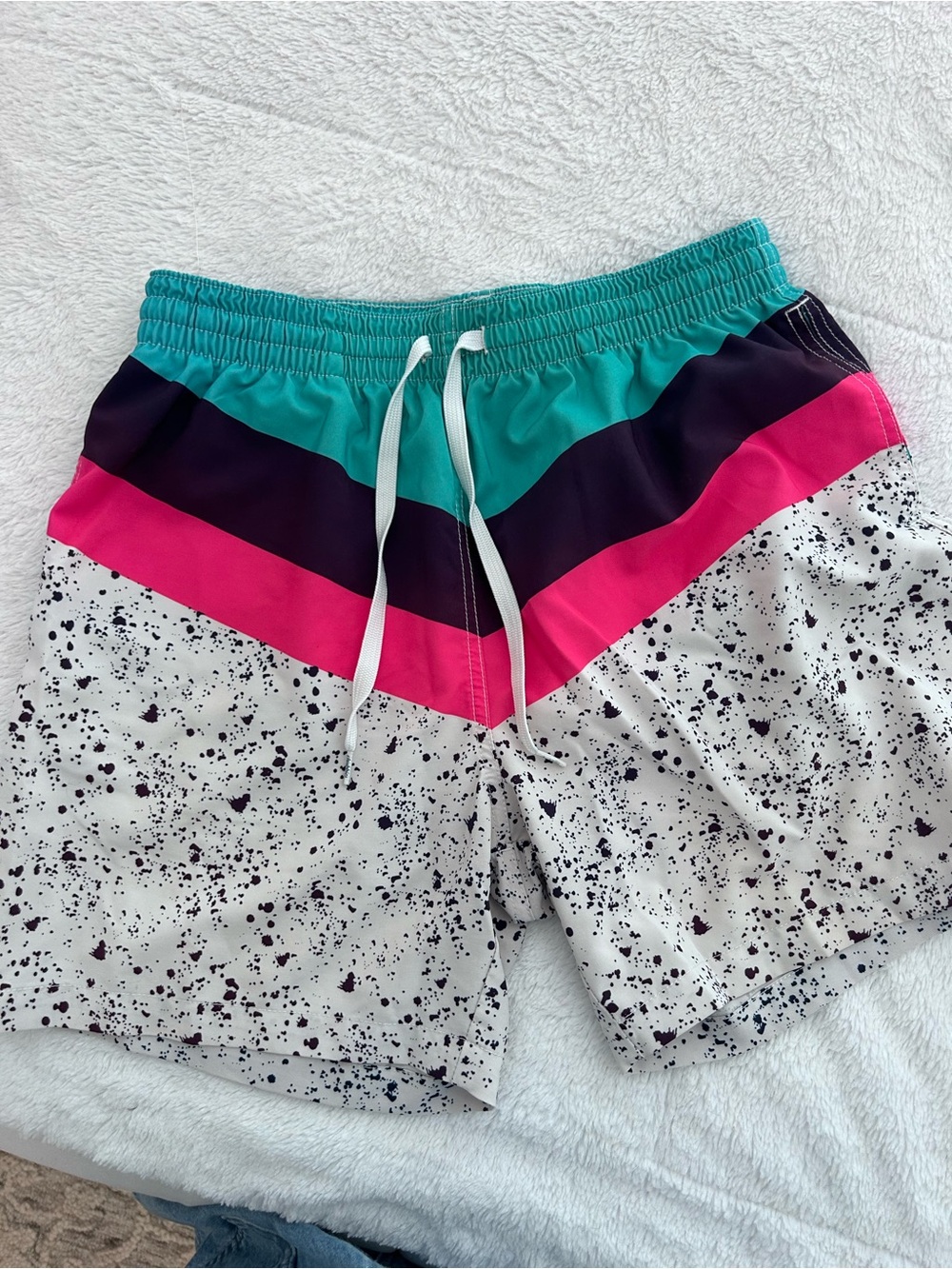 chubbies Teal Navy Pink Speckle Swim Trunks